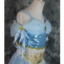 Cosrea Aladdin Jasmine Blue Sequined Cosplay Costume Disney Inspired