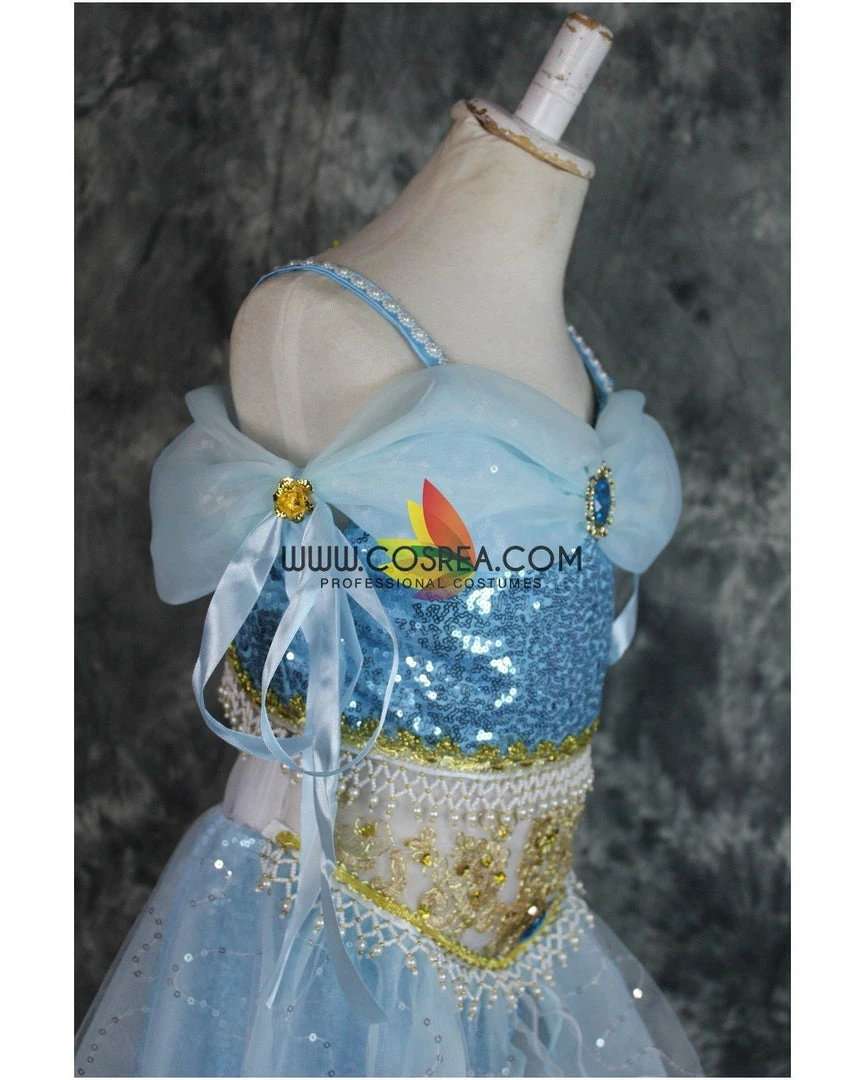 Cosrea Aladdin Jasmine Blue Sequined Cosplay Costume Disney Inspired 4 Cosrea Aladdin Jasmine Blue Sequined Cosplay Costume Disney Inspired