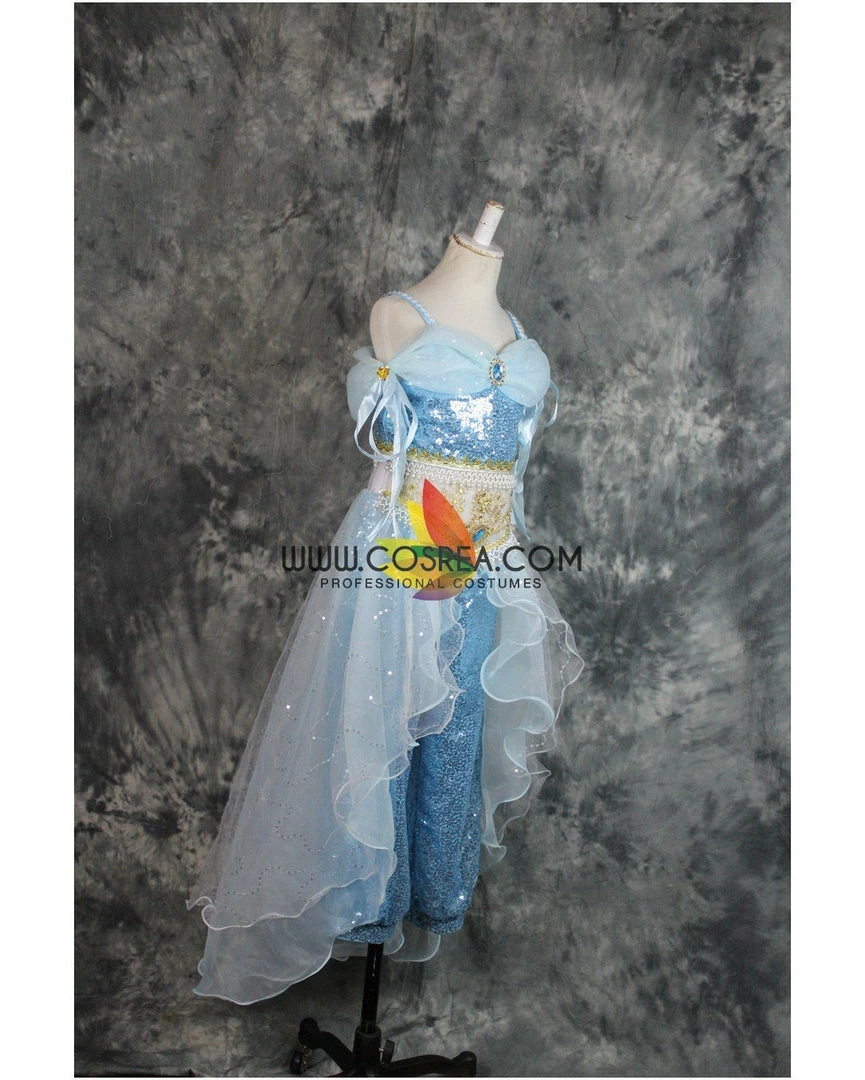 Cosrea Aladdin Jasmine Blue Sequined Cosplay Costume Disney Inspired 6 Cosrea Aladdin Jasmine Blue Sequined Cosplay Costume Disney Inspired