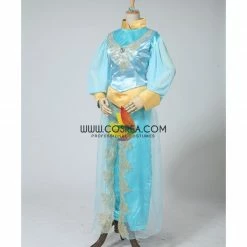 Cosrea Aladdin Princess Jasmine Satin With Chiffon Sleeves Cosplay Costume