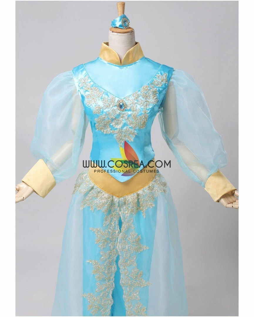 Cosrea Disney Inspired Aladdin Princess Jasmine Satin With Tulle Sleeves Cosplay Costume 4 Cosrea Disney Inspired Aladdin Princess Jasmine Satin With Tulle Sleeves Cosplay Costume
