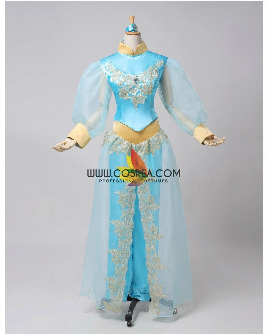 Cosrea Disney Inspired Aladdin Princess Jasmine Satin With Tulle Sleeves Cosplay Costume 5 Cosrea Disney Inspired Aladdin Princess Jasmine Satin With Tulle Sleeves Cosplay Costume