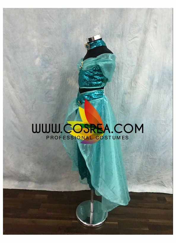 Cosrea Girls Size Jasmine Sequin Fabric Cosplay Costume Disney Inspired 7 Cosrea Girls Size Jasmine Sequin Fabric Cosplay Costume Disney Inspired