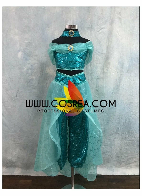 Cosrea Girls Size Jasmine Sequin Fabric Cosplay Costume Disney Inspired 4 Cosrea Girls Size Jasmine Sequin Fabric Cosplay Costume Disney Inspired