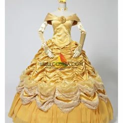 Cosrea Beauty And Beast Belle 2 Pieces Set Brocade Ruffle Cosplay Costume Disney Inspired 11 Cosrea Beauty And Beast Belle 2 Pieces Set Brocade Ruffle Cosplay Costume Disney Inspired