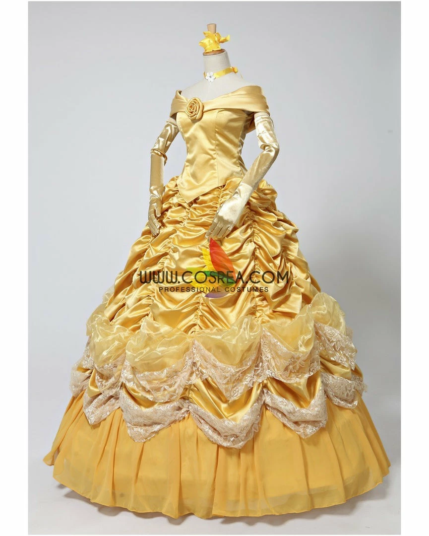 Cosrea Beauty And Beast Belle 2 Pieces Set Brocade Ruffle Cosplay Costume Disney Inspired 6 Cosrea Beauty And Beast Belle 2 Pieces Set Brocade Ruffle Cosplay Costume Disney Inspired
