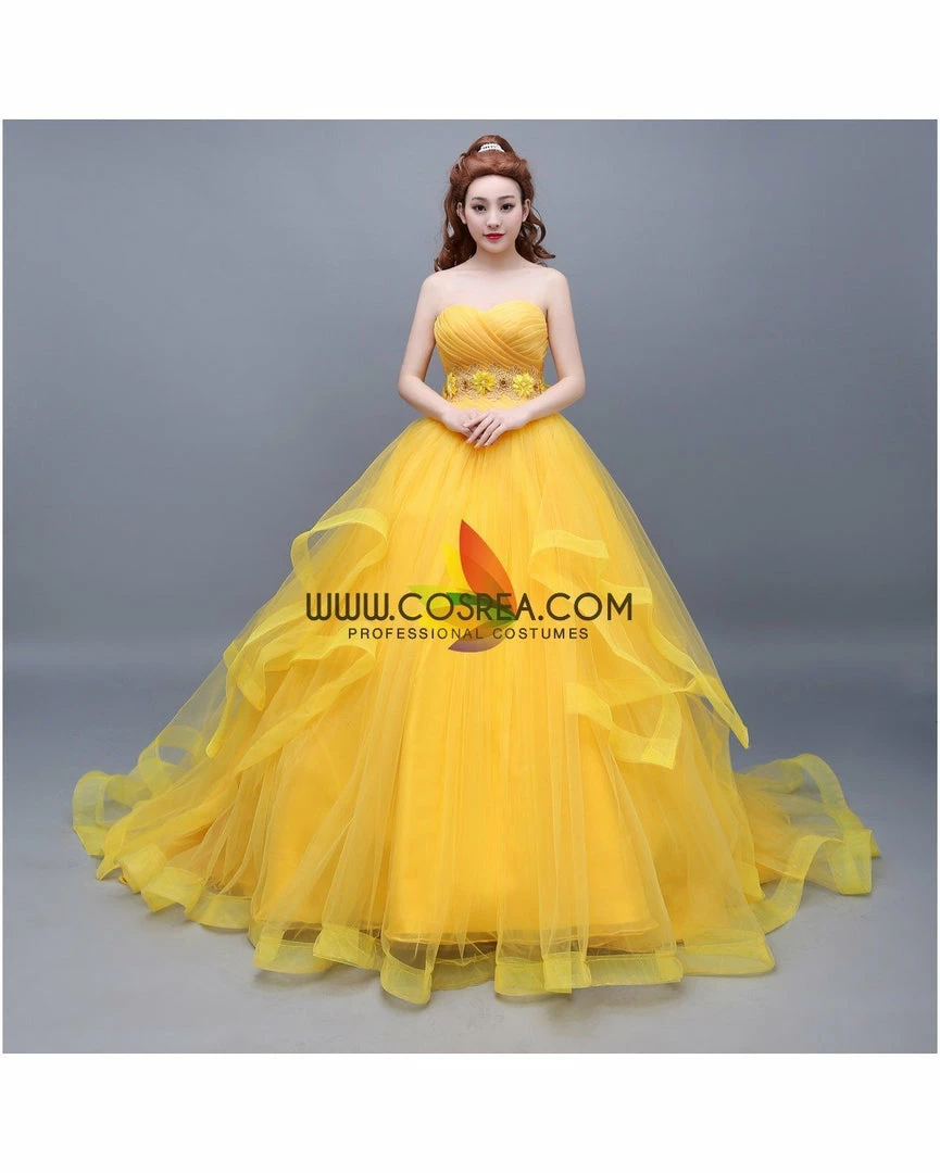 Cosrea Beauty And Beast Belle Classic Basque Style With Train Cosplay Costume 5 Cosrea Beauty And Beast Belle Classic Basque Style With Train Cosplay Costume