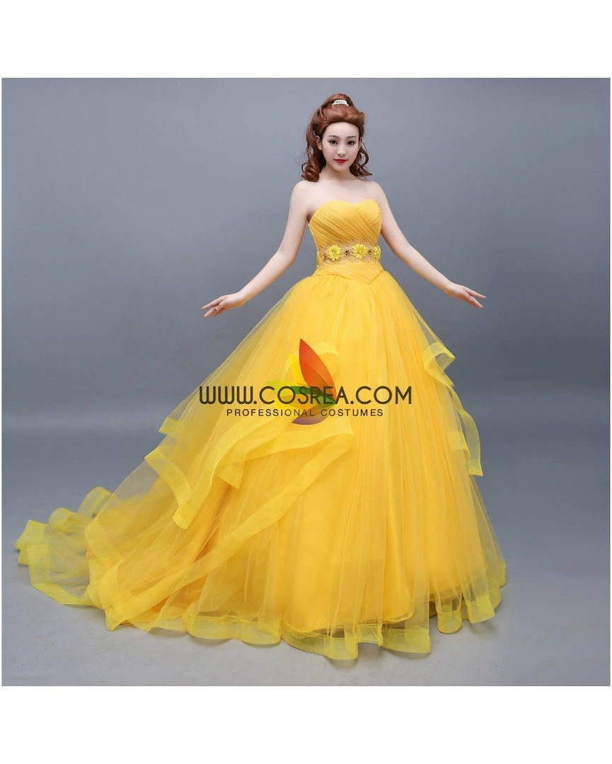 Cosrea Beauty And Beast Belle Classic Basque Style With Train Cosplay Costume 6 Cosrea Beauty And Beast Belle Classic Basque Style With Train Cosplay Costume