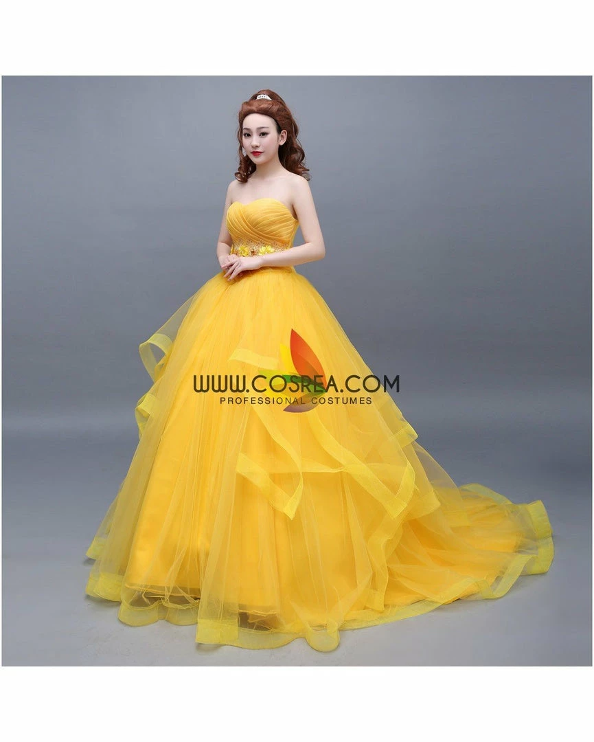 Cosrea Beauty And Beast Belle Classic Basque Style With Train Cosplay Costume 4 Cosrea Beauty And Beast Belle Classic Basque Style With Train Cosplay Costume