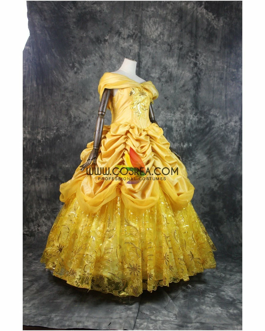 Cosrea Beauty And Beast Belle Embroidered Gold Cosplay Costume Disney Inspired 5 Cosrea Beauty And Beast Belle Embroidered Gold Cosplay Costume Disney Inspired