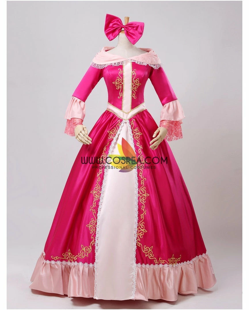 Cosrea Beauty And Beast Belle Pink Satin With Embroidered Gold Accent Cosplay Costume Disney Inspired 5 Cosrea Beauty And Beast Belle Pink Satin With Embroidered Gold Accent Cosplay Costume Disney Inspired
