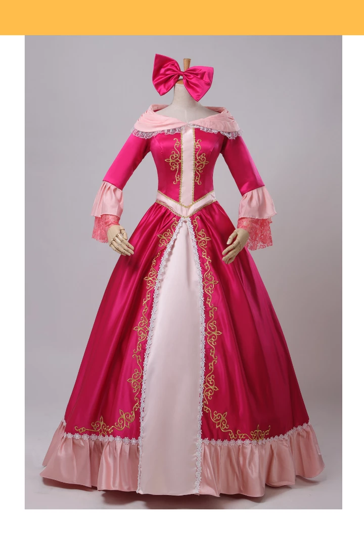 Cosrea Beauty And Beast Belle Pink Satin With Embroidered Gold Accent Cosplay Costume Disney Inspired 3 Cosrea Beauty And Beast Belle Pink Satin With Embroidered Gold Accent Cosplay Costume Disney Inspired