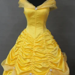Cosrea Beauty And Beast Belle With Tulle Shoulder Drape Cosplay Costume Disney Inspired