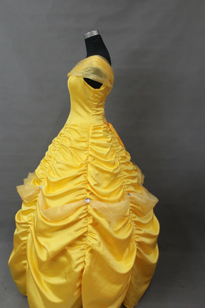 Cosrea Beauty And Beast Belle With Tulle Shoulder Drape Cosplay Costume Disney Inspired 6 Cosrea Beauty And Beast Belle With Tulle Shoulder Drape Cosplay Costume Disney Inspired