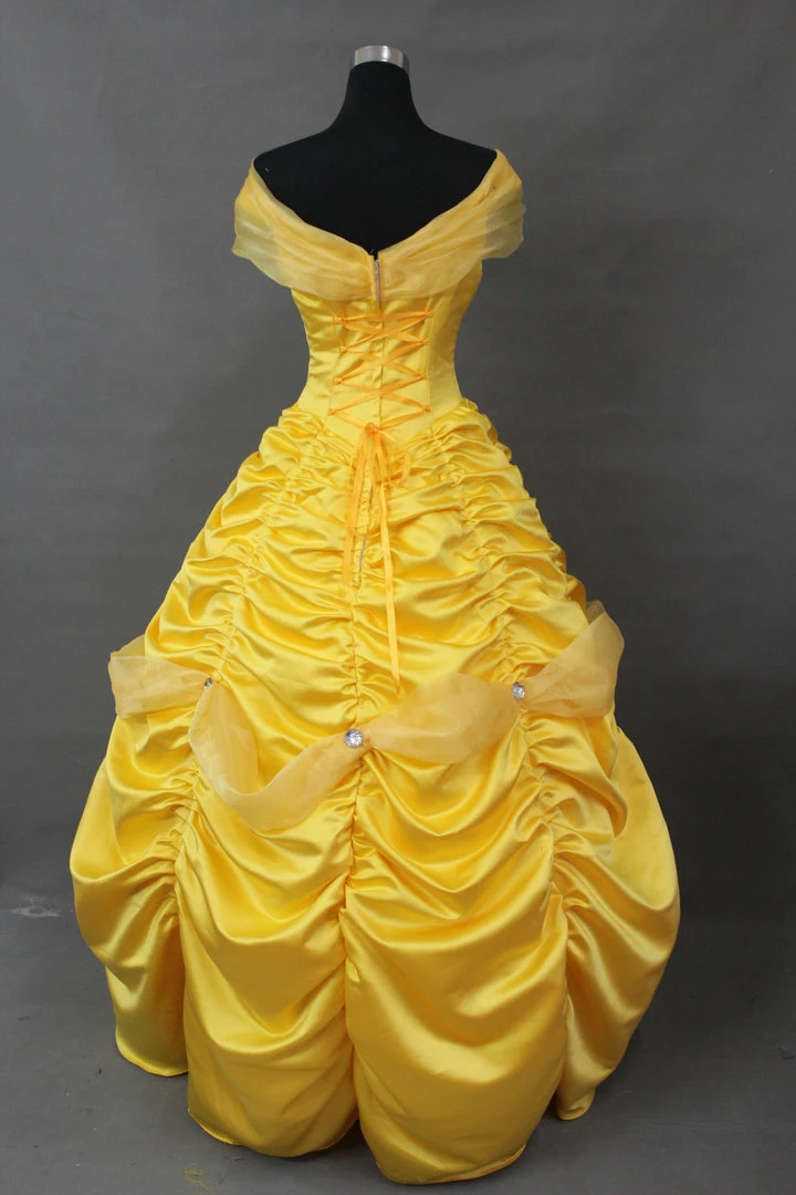 Cosrea Beauty And Beast Belle With Tulle Shoulder Drape Cosplay Costume Disney Inspired 7 Cosrea Beauty And Beast Belle With Tulle Shoulder Drape Cosplay Costume Disney Inspired