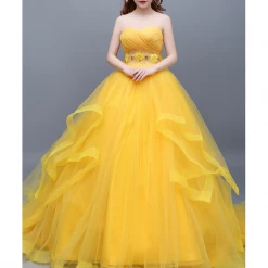 Cosrea Beauty And Beast Belle Classic Basque Style With Train Cosplay Costume