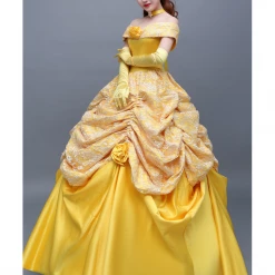 Cosrea Beauty And Beast Belle Classic Floral Brocade Tiered Cosplay Costume