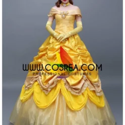 Cosrea Beauty And Beast Belle Satin With Organza Tulle Layer Cosplay Costume