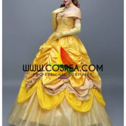 Cosrea Beauty And Beast Belle Satin With Organza Tulle Layer Cosplay Costume