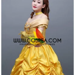 Cosrea Beauty And Beast Belle Satin With Organza Tulle Layer Cosplay Costume