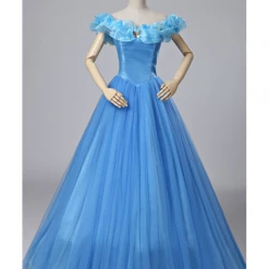 Cosrea Disney Inspired Cinderella Live Action Classic Organza Tulle Ballgown Cosplay Costume