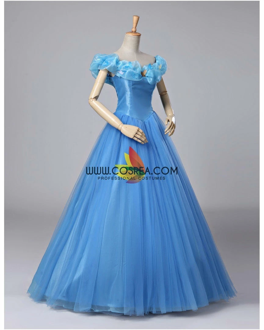 Cosrea Disney Inspired Cinderella Live Action Classic Organza Tulle Ballgown Cosplay Costume 5 Cosrea Disney Inspired Cinderella Live Action Classic Organza Tulle Ballgown Cosplay Costume