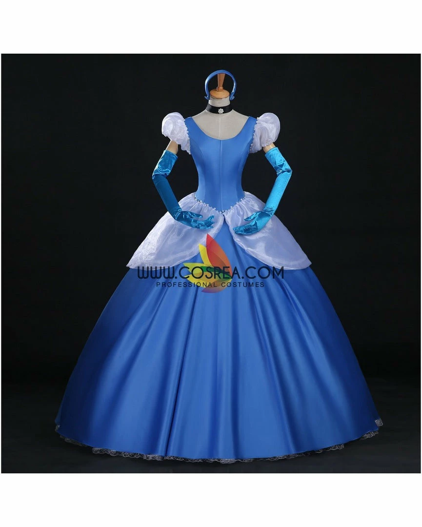 Cosrea Cinderella's Classic Royal Blue Satin Cosplay Costume 4 Cosrea Cinderella's Classic Royal Blue Satin Cosplay Costume