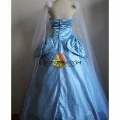 Cosrea Cinderella Sequin Gems Satin Dress With Chiffon Veil Cosplay Costume Disney Inspired