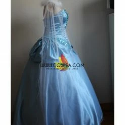 Cosrea Cinderella Sequin Gems Satin Dress With Chiffon Veil Cosplay Costume Disney Inspired