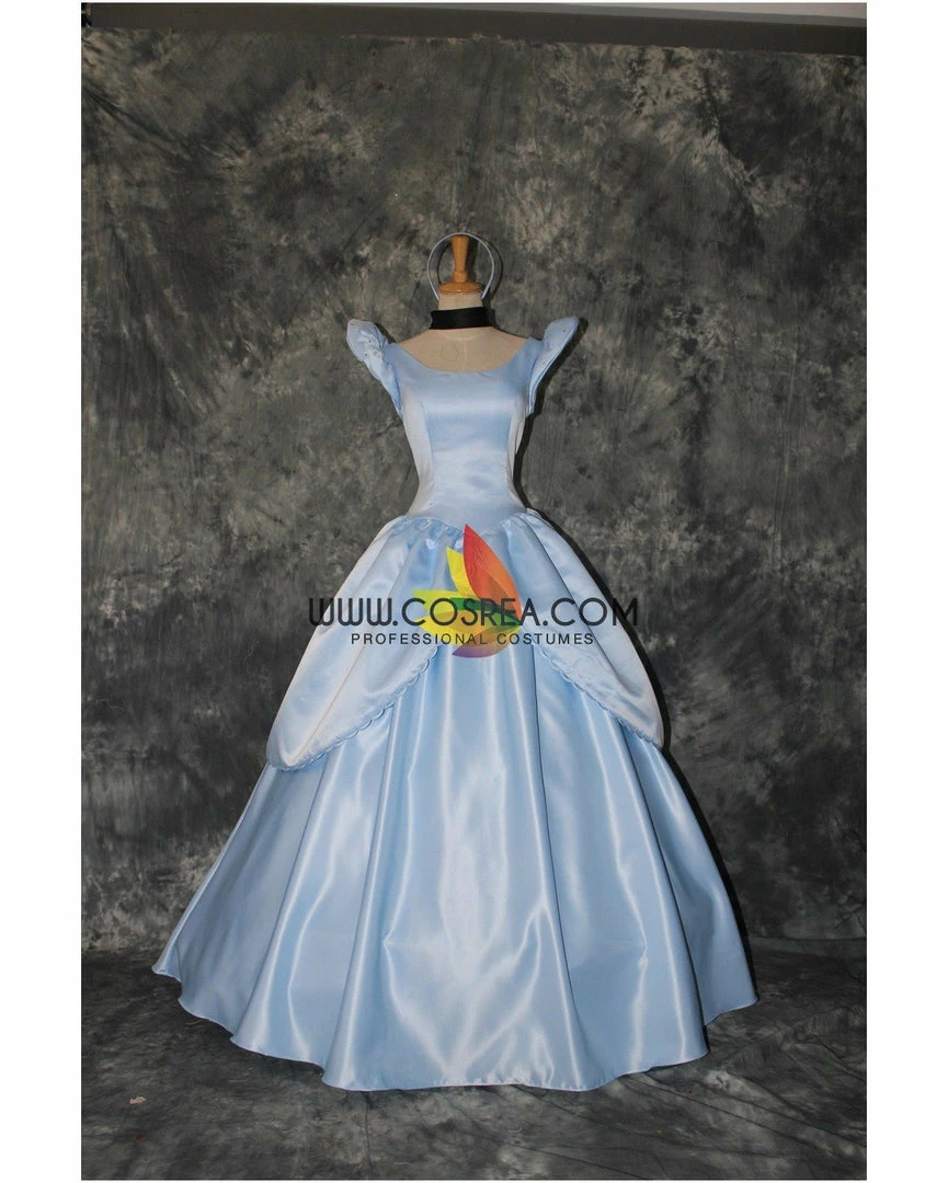Cosrea Disney Inspired Cinderella Simple Satin Cosplay Costume 4 Cosrea Disney Inspired Cinderella Simple Satin Cosplay Costume
