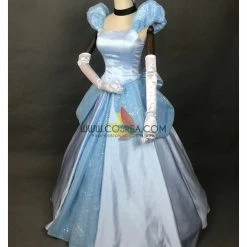 Cosrea Disney Inspired Cinderella Sky Blue Sequined Tulle Cosplay Costume