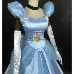 Cosrea Disney Inspired Cinderella Sky Blue Sequined Tulle Cosplay Costume