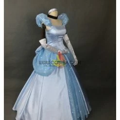 Cosrea Disney Inspired Cinderella Sky Blue Sequined Tulle Cosplay Costume