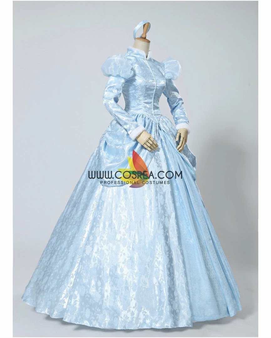 Cosrea Disney Inspired Cinderella Winter Cosplay Costume In Brocade Satin 5 Cosrea Disney Inspired Cinderella Winter Cosplay Costume In Brocade Satin