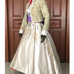 Cosrea Frozen 2 Anna Formal Attire With Wheat Gold Embroidery Cosplay Costume