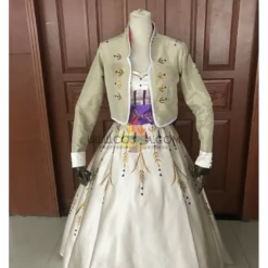 Cosrea Frozen 2 Anna Formal Attire With Wheat Gold Embroidery Cosplay Costume