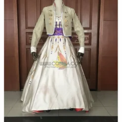 Cosrea Frozen 2 Anna Formal Attire With Wheat Gold Embroidery Cosplay Costume