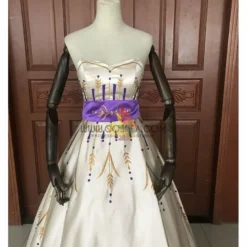 Cosrea Frozen 2 Anna Formal Attire With Wheat Gold Embroidery Cosplay Costume