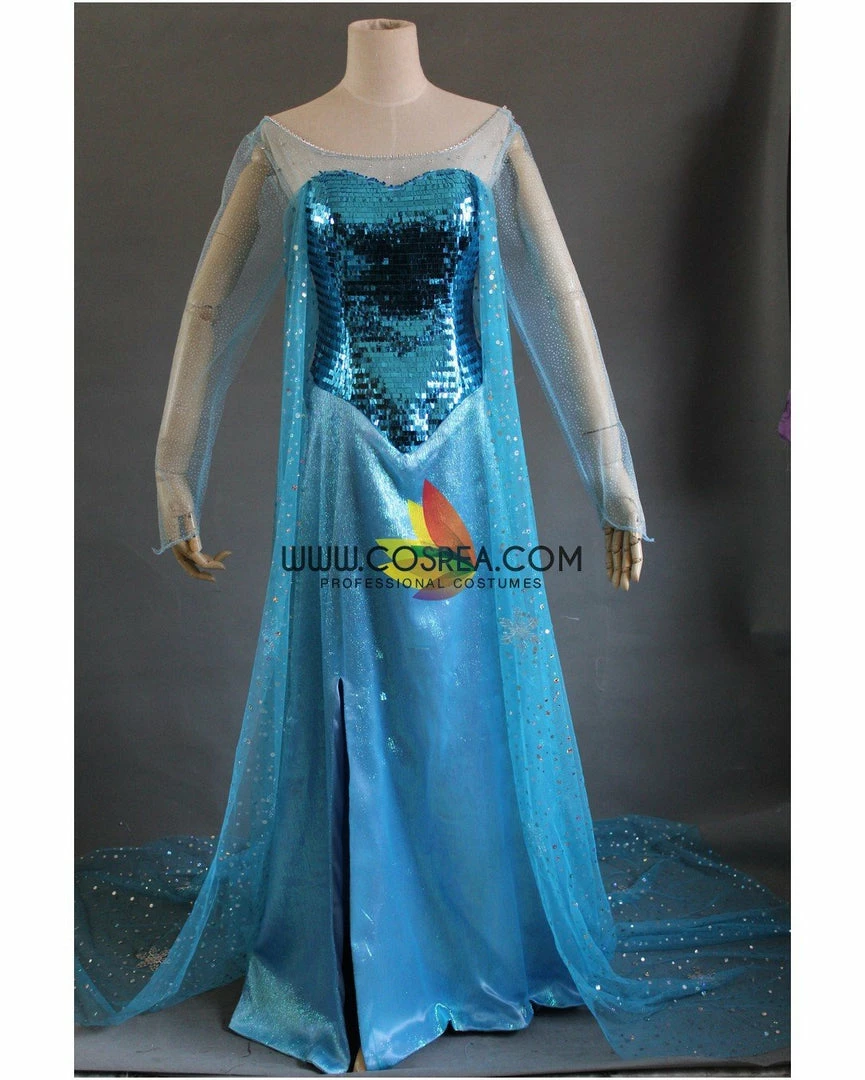 Cosrea Frozen Elsa Royal Blue Sequin Fabric Cosplay Costume Disney Inspired 5 Cosrea Frozen Elsa Royal Blue Sequin Fabric Cosplay Costume Disney Inspired
