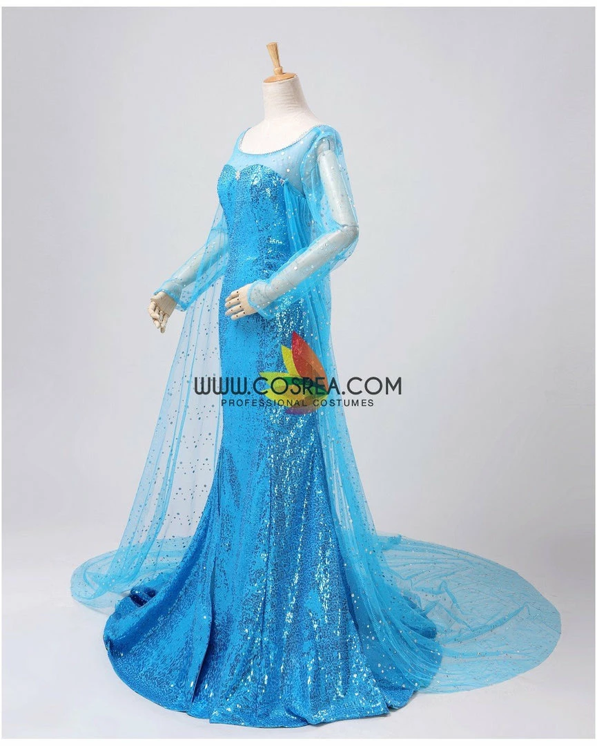 Cosrea Disney Inspired Frozen Elsa Sequin Fabric Cosplay Costume 6 Cosrea Disney Inspired Frozen Elsa Sequin Fabric Cosplay Costume
