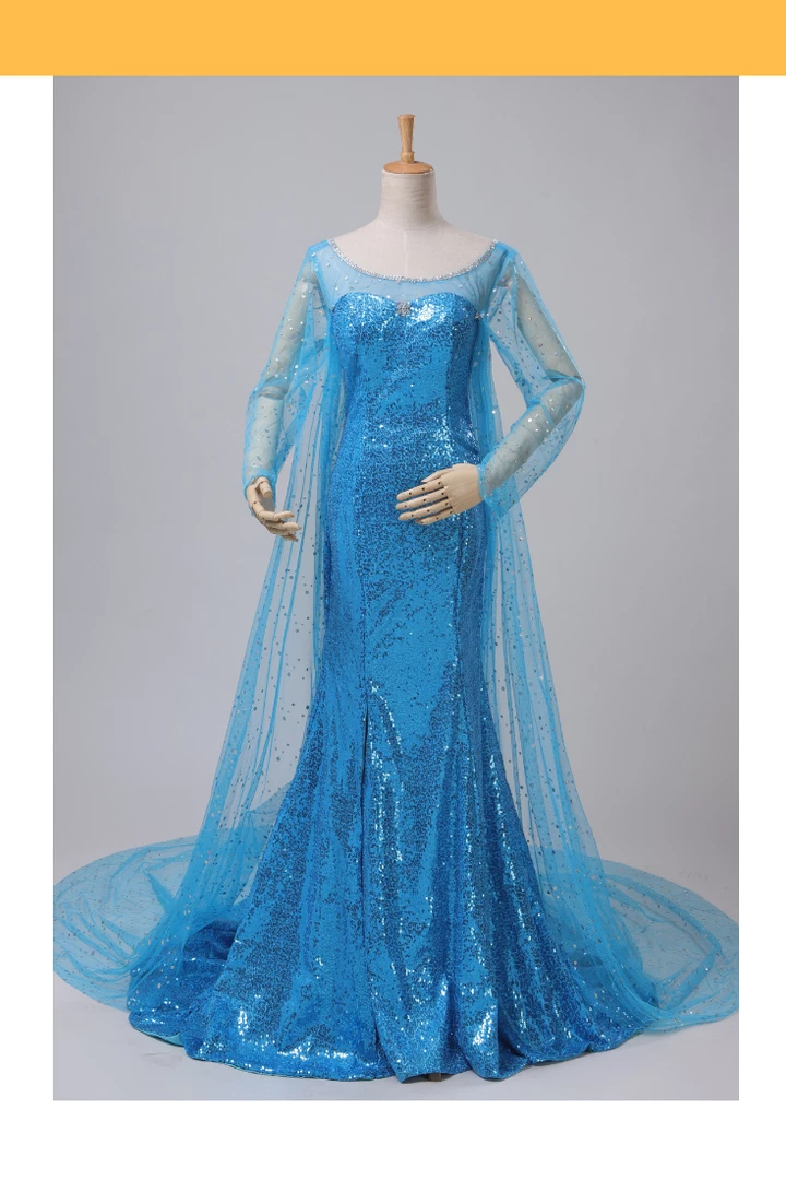 Cosrea Disney Inspired Frozen Elsa Sequin Fabric Cosplay Costume 3 Cosrea Disney Inspired Frozen Elsa Sequin Fabric Cosplay Costume