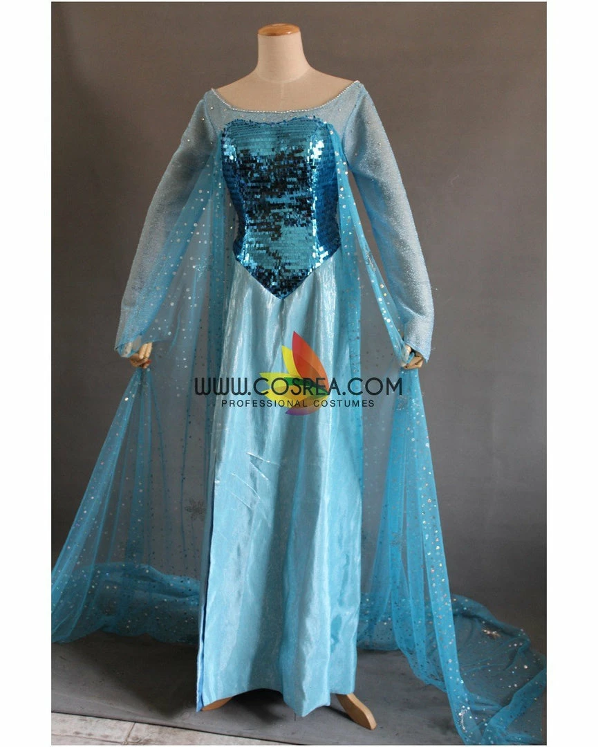 Cosrea Disney Inspired Frozen Elsa Turquoise Sequin Cosplay Costume 5 Cosrea Disney Inspired Frozen Elsa Turquoise Sequin Cosplay Costume