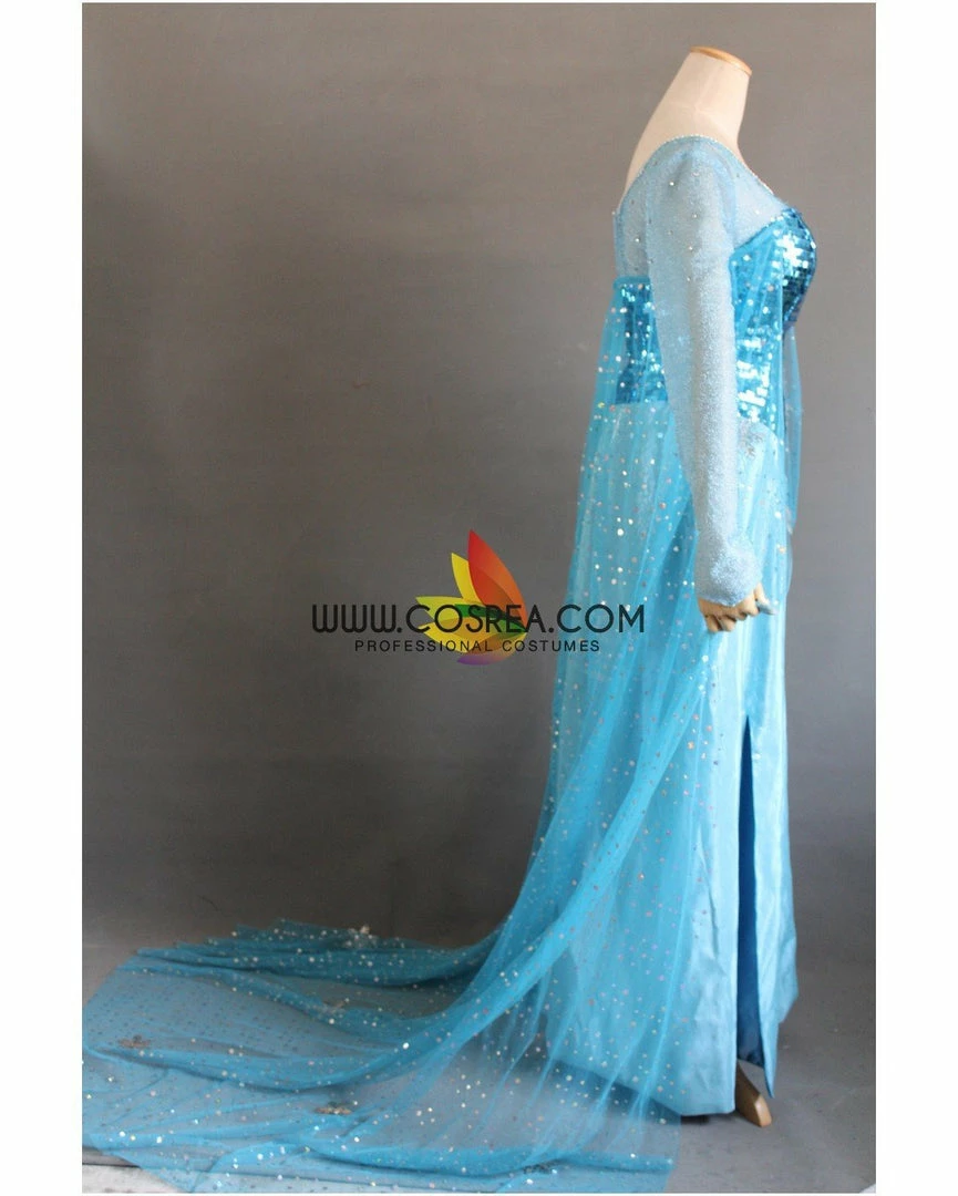 Cosrea Disney Inspired Frozen Elsa Turquoise Sequin Cosplay Costume 6 Cosrea Disney Inspired Frozen Elsa Turquoise Sequin Cosplay Costume