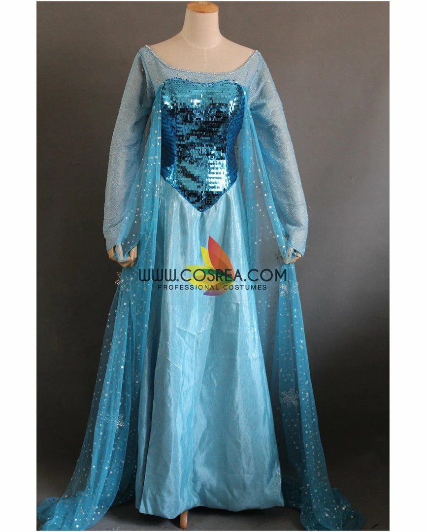 Cosrea Disney Inspired Frozen Elsa Turquoise Sequin Cosplay Costume 4 Cosrea Disney Inspired Frozen Elsa Turquoise Sequin Cosplay Costume