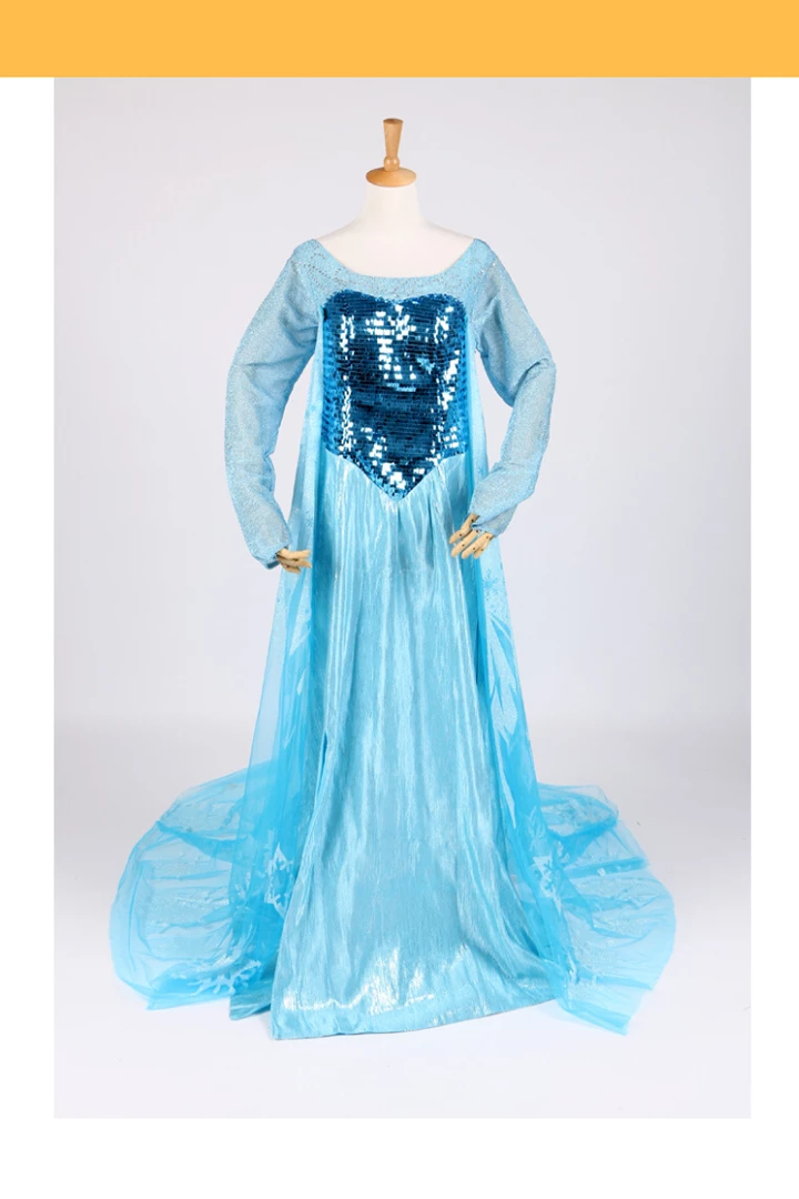 Cosrea Frozen Elsa With Glittered Sleeves And Frostflake Cape Cosplay Costume Disney Inspired 3 Cosrea Frozen Elsa With Glittered Sleeves And Frostflake Cape Cosplay Costume Disney Inspired