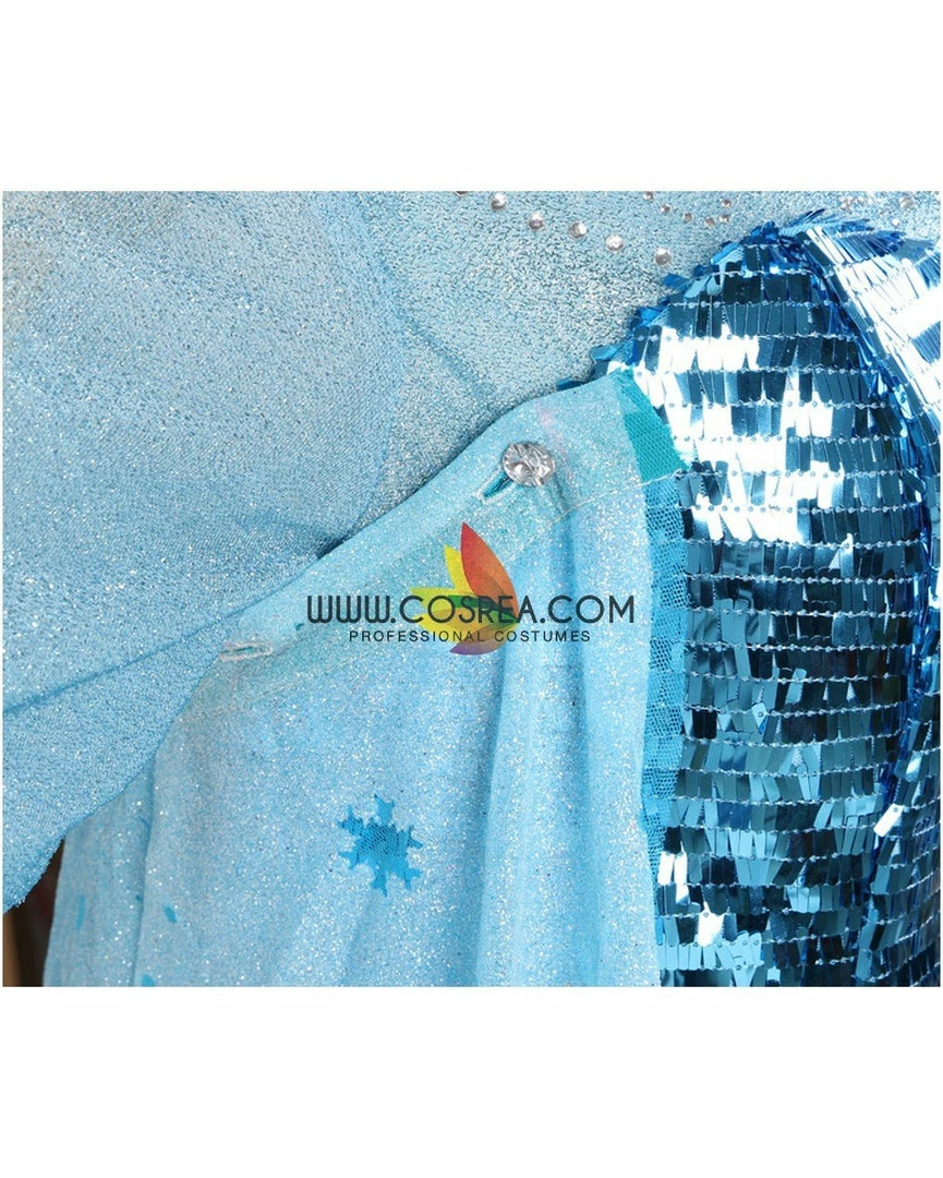 Cosrea Frozen Elsa With Glittered Sleeves And Frostflake Cape Cosplay Costume Disney Inspired 10 Cosrea Frozen Elsa With Glittered Sleeves And Frostflake Cape Cosplay Costume Disney Inspired