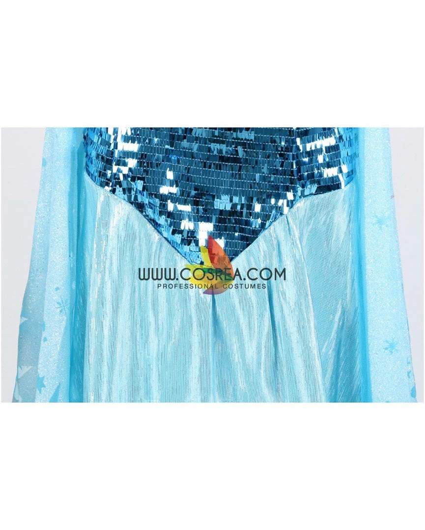 Cosrea Frozen Elsa With Glittered Sleeves And Frostflake Cape Cosplay Costume Disney Inspired 6 Cosrea Frozen Elsa With Glittered Sleeves And Frostflake Cape Cosplay Costume Disney Inspired