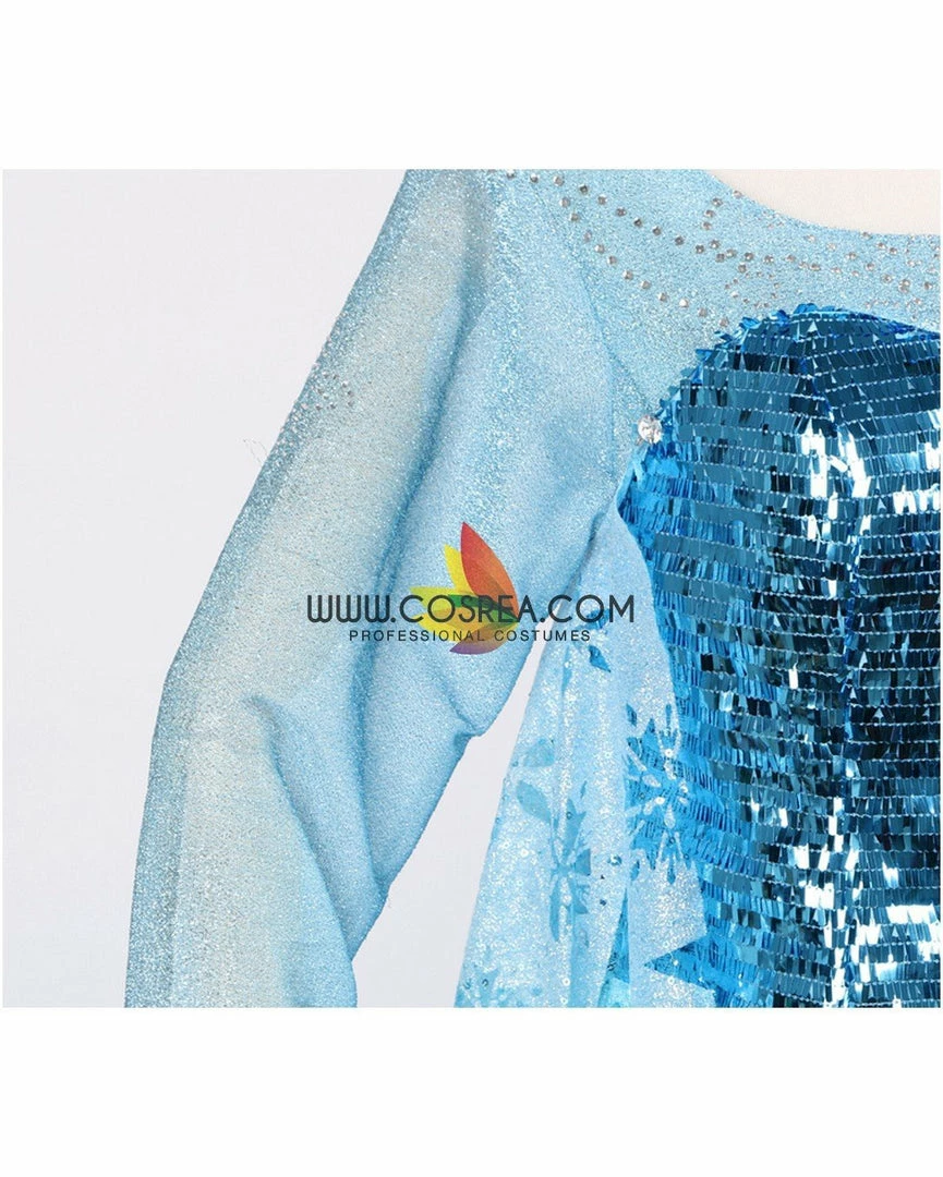 Cosrea Frozen Elsa With Glittered Sleeves And Frostflake Cape Cosplay Costume Disney Inspired 11 Cosrea Frozen Elsa With Glittered Sleeves And Frostflake Cape Cosplay Costume Disney Inspired