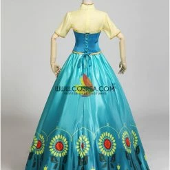 Cosrea Frozen Fever Anna Turquoise Satin Embroidered Cosplay Costume Disney Inspired 16 Cosrea Frozen Fever Anna Turquoise Satin Embroidered Cosplay Costume Disney Inspired