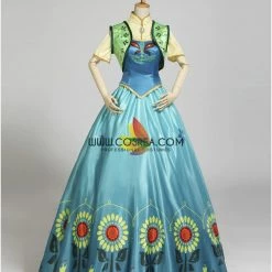 Cosrea Frozen Fever Anna Turquoise Satin Embroidered Cosplay Costume Disney Inspired 12 Cosrea Frozen Fever Anna Turquoise Satin Embroidered Cosplay Costume Disney Inspired